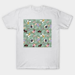 Animals on tropical vacation on sage T-Shirt